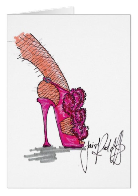 Sassy Pink Ruffled Heel Card