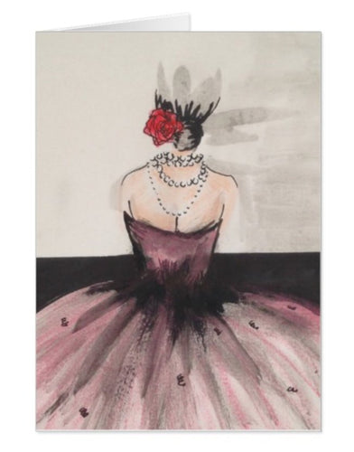 The Beautiful Flower / Belle Fleur Pink Ball Gown Single Card